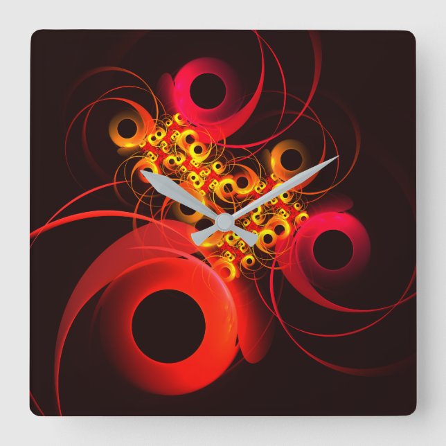 Colourful Circles Modern Abstract Art Pattern #08 Square Wall Clock (Front)
