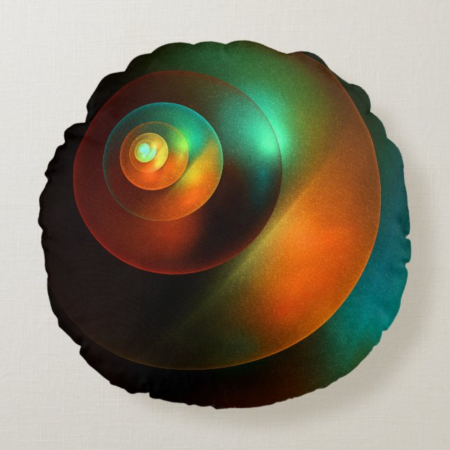 Colourful Circles Modern Abstract Art Pattern #18 Round Pillow (Front)