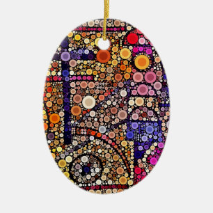 Colourful Circles Mosaic Southwestern Cross Design Ceramic Ornament