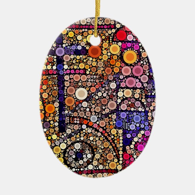 Colourful Circles Mosaic Southwestern Cross Design Ceramic Ornament (Front)