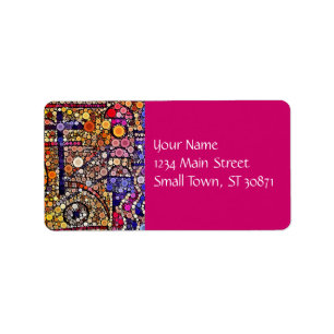 Colourful Circles Mosaic Southwestern Cross Design Label