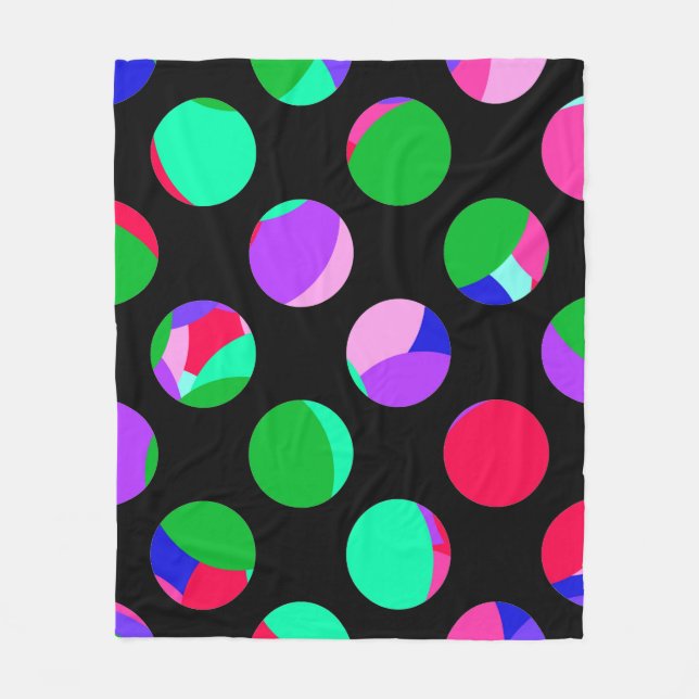 Colourful circles on black fleece blanket (Front)