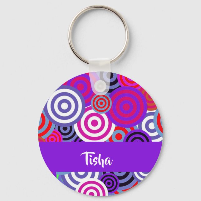 Colourful circles pattern keychain (Front)