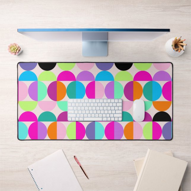 Colourful Circles Pattern Retro Mid Century Modern Desk Mat (Office 1)