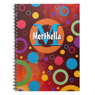 Colourful Circles Spots Rings Personalized ORANGE Notebook