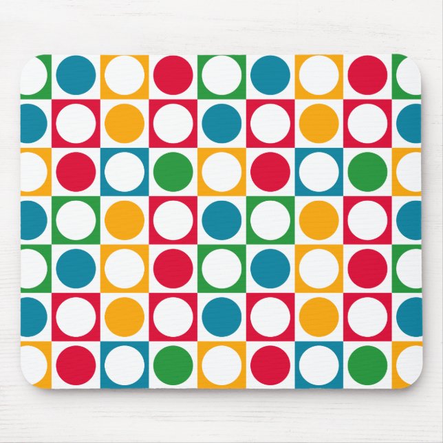 Colourful Circles & Squares Pattern Mouse Pad (Front)