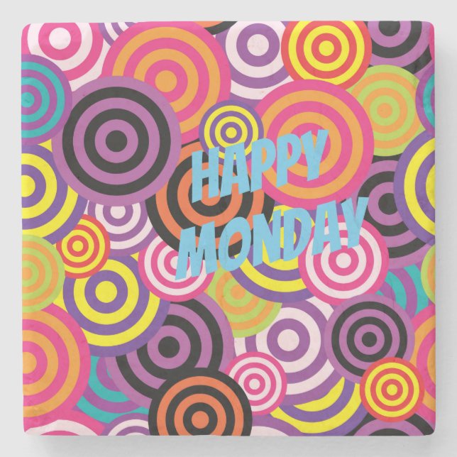 Colourful circles stone coaster (Front)