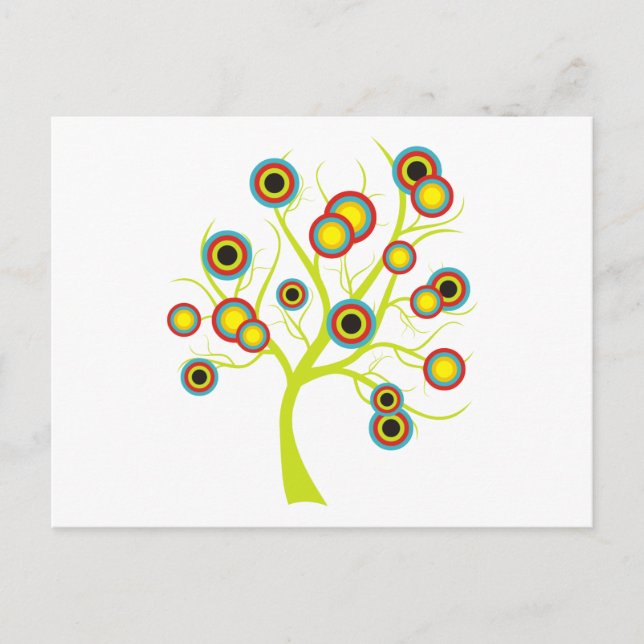 Colourful Circles Tree Postcard (Front)