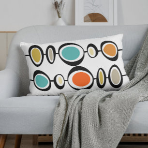 Colourful Circles Turquoise Orange Mid Century Accent Pillow