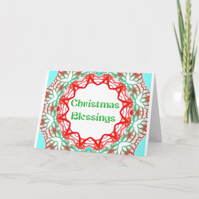 Colourful circular lacy design Holiday card (Front)