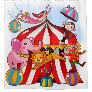 Colourful Circus With Big Top Tent, Clown, Elephan