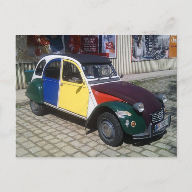 Colourful Citroen 2 CV Postcard (Front)