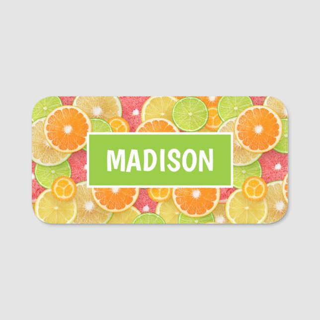 Colourful Citrus custom name Name Tag (Front)