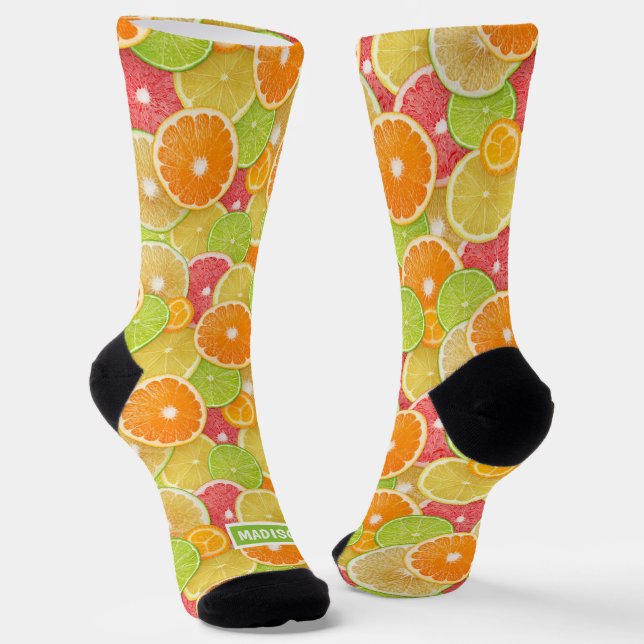 Colourful Citrus custom name Socks (Angled)
