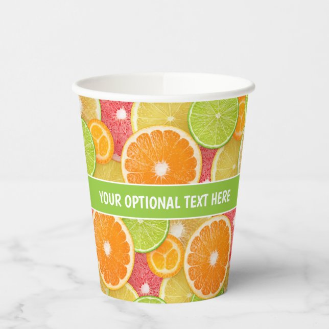 Colourful Citrus custom text Paper Cups (Left)