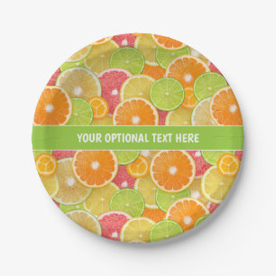 Colourful Citrus custom text Paper Plate