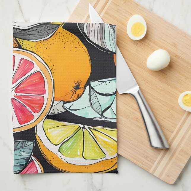 Colourful Citrus  Kitchen Towel (Quarter Fold)