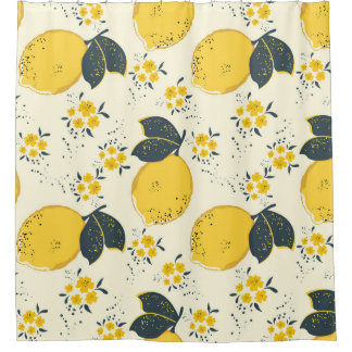 Colourful citrus, lemon flower pattern.