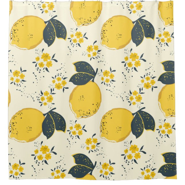 Colourful citrus, lemon flower pattern. (Front)