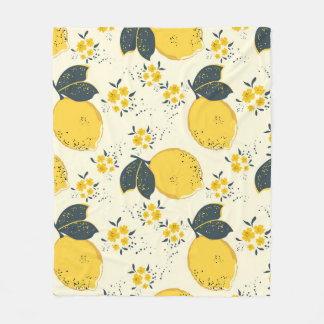 Colourful citrus, lemon flower pattern. fleece blanket