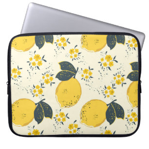 Colourful citrus, lemon flower pattern. laptop sleeve