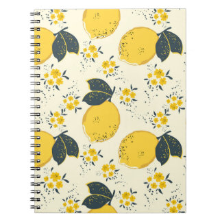 Colourful citrus, lemon flower pattern. notebook