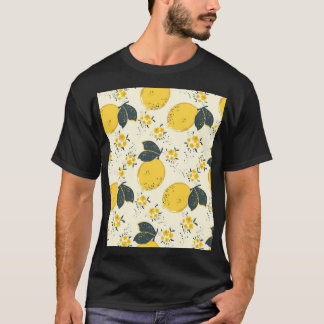 Colourful citrus, lemon flower pattern. T-Shirt