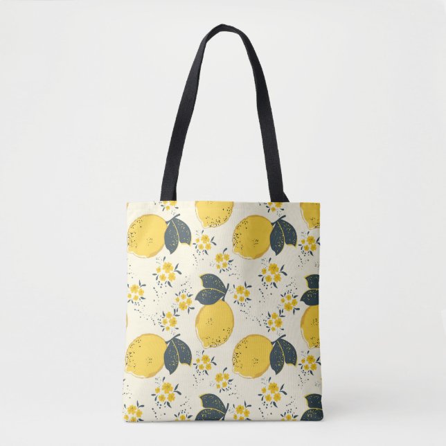 Colourful citrus, lemon flower pattern. tote bag (Front)