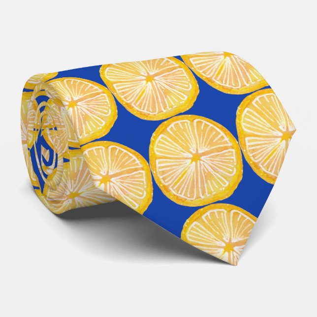 Colourful citrus lemon Fruit patten Tie (Rolled)