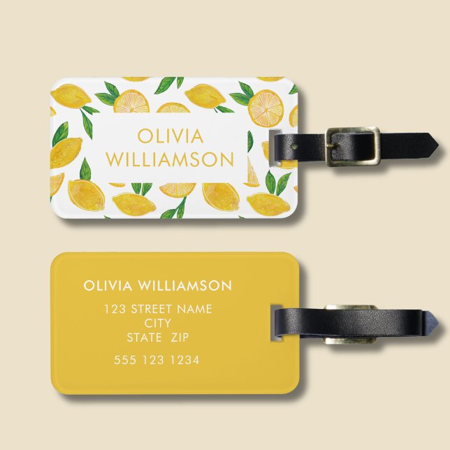 Colourful Citrus Lemon pattern Luggage Tag (Lemon Luggage tag)