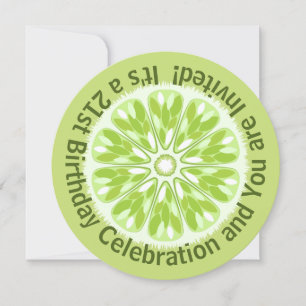 Colourful Citrus Slice Lime Birthday Invitation