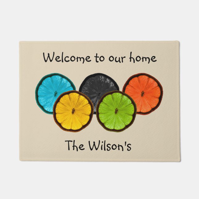 Colourful Citrus Slices Door Mat (Front)