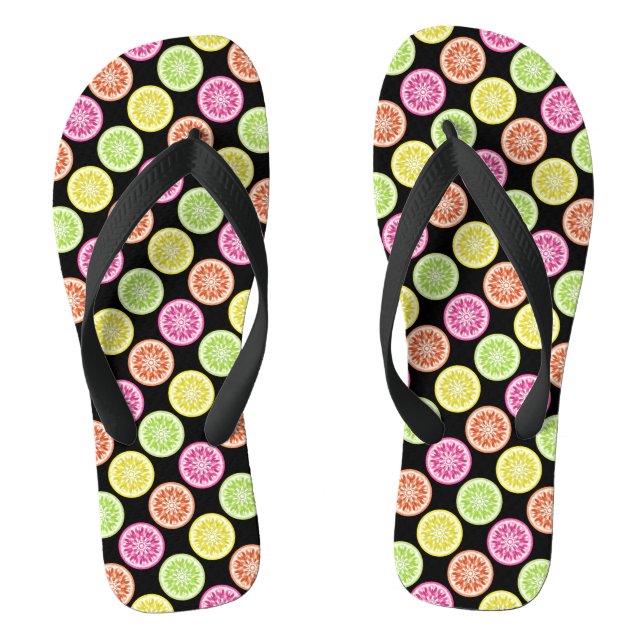 Colourful Citrus Slices Flip Flops (Footbed)