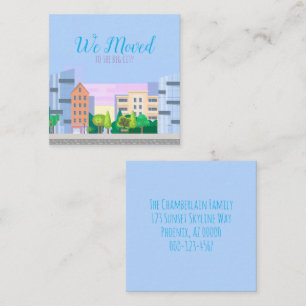 Colourful City Skyline We Moved Home Address Chang Square Business Card
