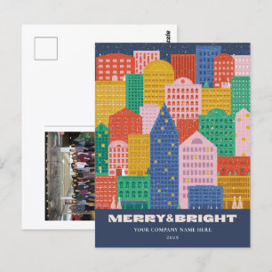 Colourful City Winter Coroporate Holiday Postcard