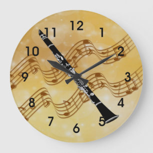 Colourful Clarinet Design Large Clock