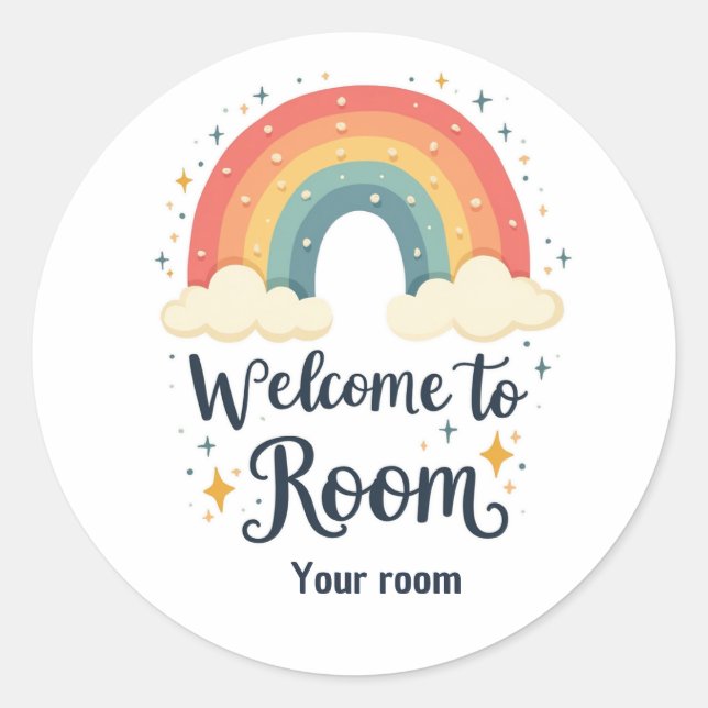 Colourful Class Decor – Welcome Poster Classic Round Sticker (Front)