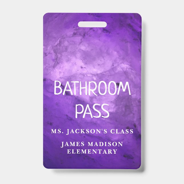 Colourful Classic Back To School Bathroom Hall Pas Badge (Front)