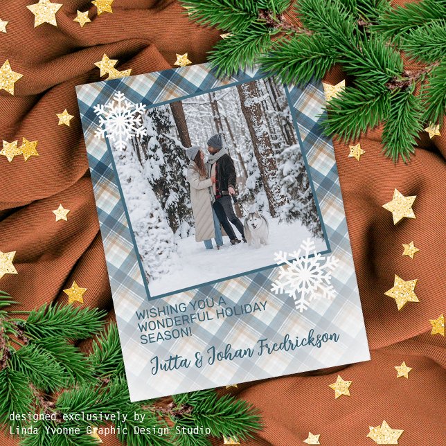 Colourful Classic Country Plaid Seasons Greetings Postcard (Creator Uploaded)