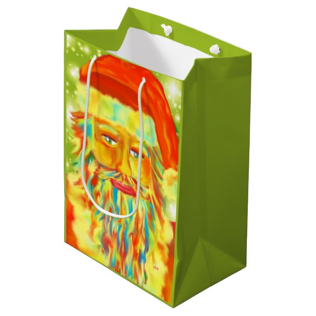 "Colourful Claus" Digital Art Santa Medium Gift Bag (Front Angled)
