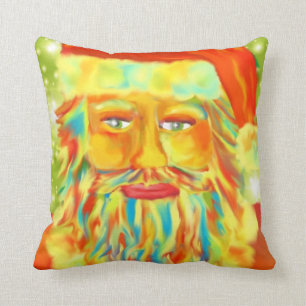 "Colourful Claus" Santa Art Throw Pillow
