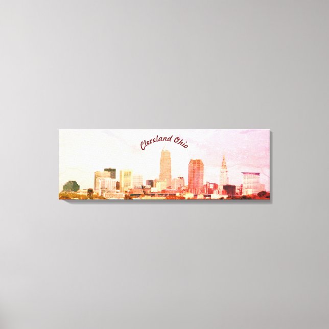 Colourful Cleveland Skyline Canvas Print (Front)