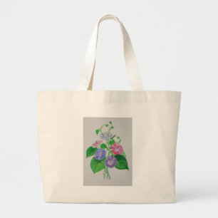 Colourful Climbing Morning Glory Botanical Art Large Tote Bag