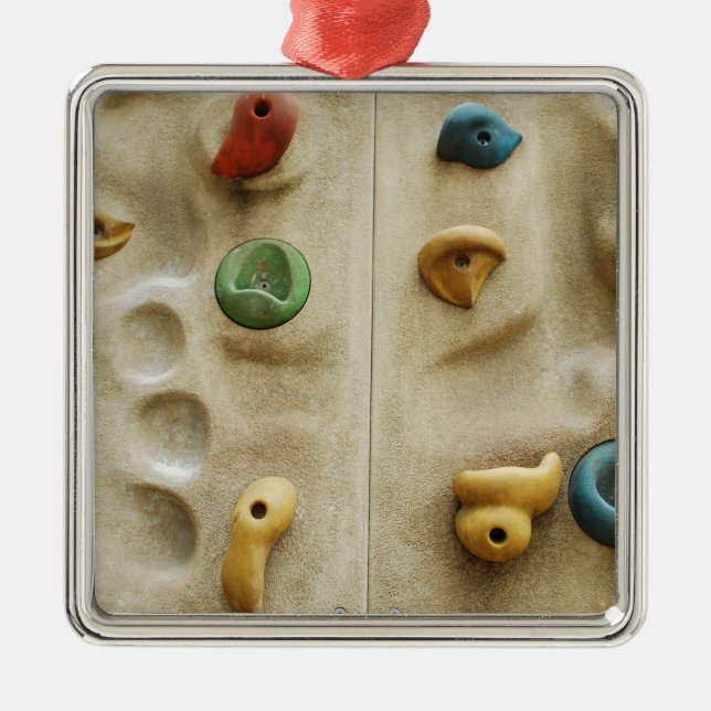 Colourful Climbing Wall Rocks Metal Ornament (Front)