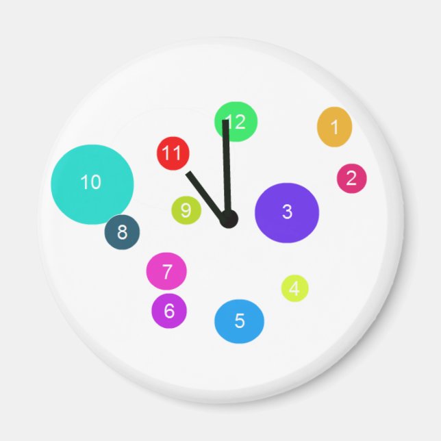 Colourful Clock Design Magnet (Front)