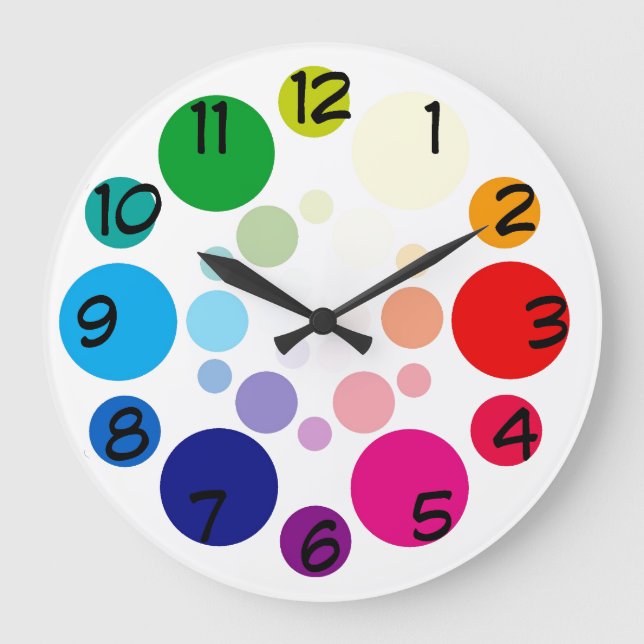 Colourful clock, for kids or adults large clock (Front)