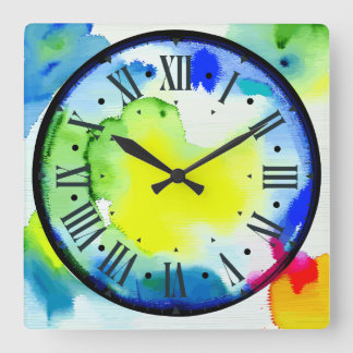 colourful clock in abstract watercolor look