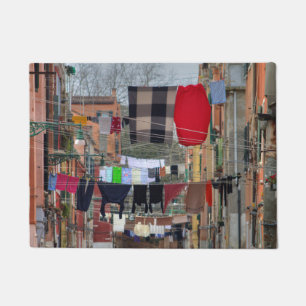 Colourful Clotheslines In Venice Italy Doormat