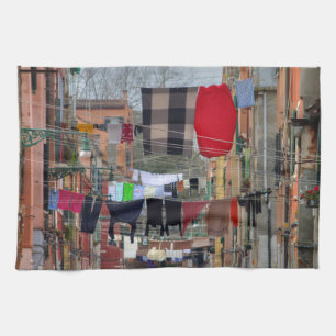 Colourful Clotheslines In Venice Italy Kitchen Towel
