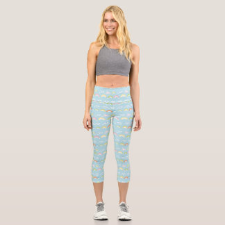 Colourful Cloud and Rainbow Seamless Capri Leggings